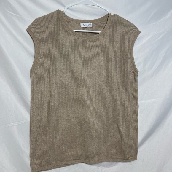 Calvin Klein Tan Ribbed Knit Sweater - Picture 1 of 5